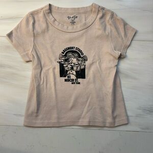 Brandy Melville Valentines Day Pink Graphic Baby Tee tshirt top